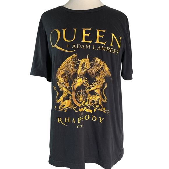 QUEEN + ADAM LAMBERT The Rhapsody Concert Tour T-Shirt Medium 2 sided Black - Picture 1 of 3